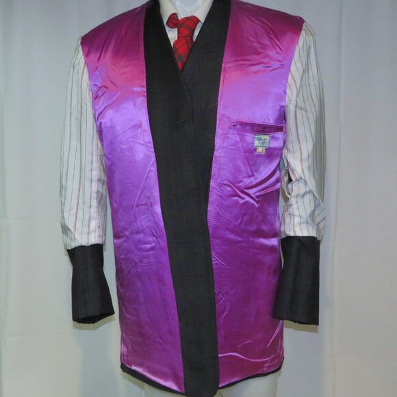 William Hunt Green Tartan Plaid Velvet Collar Three Button Long Riding Jacket L - Picture 12 of 14